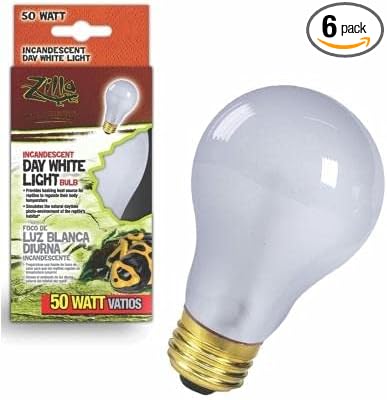 Zilla Incandescent Day White Light Bulb for Reptiles 75 Watt - Pack of 6