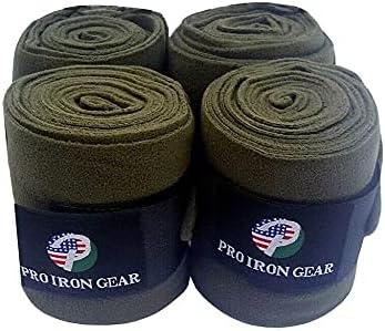 Horse Fleece Wraps Bandages/Polo Wraps/Stable Wraps Equestrian Leg Wraps Set of 4 Equestrian Boot Protection (Commando/Army Green)
