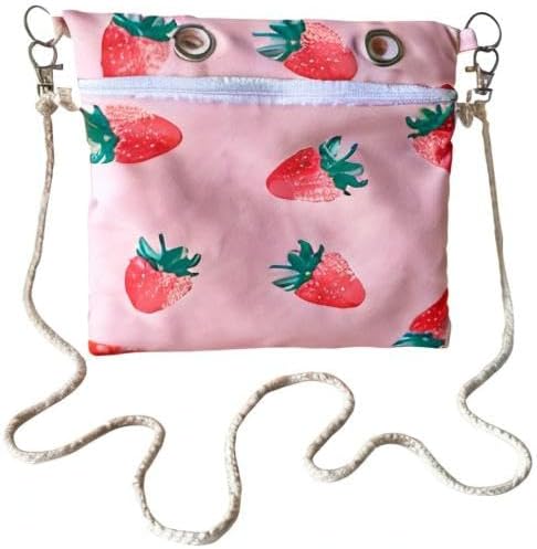 Handmade Faux Rabbit Fur Sugar Glider Bonding Carry Pouch Portable Small Animal Carrier Bag Small Animal Bonding Crossbody Strap for Hamster Rat Gerbil Other Small Pet Sleeping Bag with Vent (Pink)