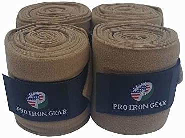Horse Fleece Wraps Bandages/Polo Wraps/Stable Wraps Equestrian Leg Wraps Set of 4 Equestrian Boot Protection (Khaki)