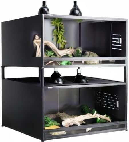 Reptile Enclosure Stand – 7.87'' Stackable Spacer Set for PVC Terrariums, Exclusive Cage Holder for ToxiRium Tanks, 4 Pack-Black