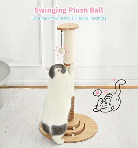 Made4Pets Tall Cat Scratching Post for Indoor Cats with Self Groomer, 33.6" - Image 7