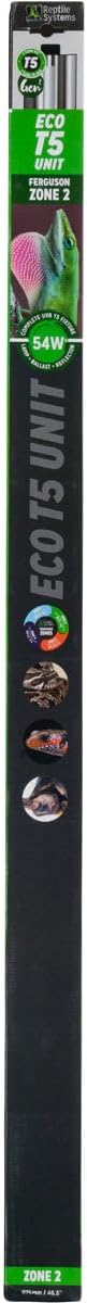 Reptile Systems Eco T5 Unit Zone 2 Reptile Lighting Kit – 48in-54w - Slimline Fixture with HOT5 Lamp, Reflector & Flicker-Free Ballast – Ideal for Terrariums, Chameleons & Geckos