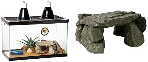 Zilla 10 Gallon Desert Pet Reptile Starter Habitat Kit with Zilla Shale Rock Den Decor Hideout Bundle