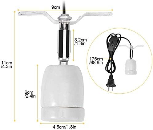 Reptile Lamp Socket, Adjustable Heat Light Holder, Habitat Heater, 360¡ã Rotating E27 Socket with Switch, for Reptile Basking Lamp Base Stand in Aquarium, Turtle, Lizard, Snake Enclosures