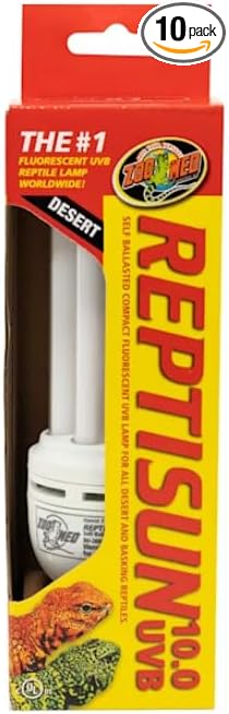 Zoo Med ReptiSun 10.0 UVB Mini Compact Flourescent Replacement Bulb 26 Watts (6" Bulb) - Pack of 10