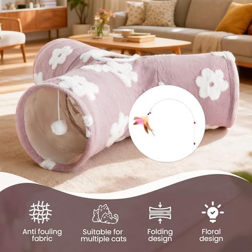 Tempcore Cat Tunnel, 3-Way Collapsible Toy for Indoor Cats, Burlwood - Image 7