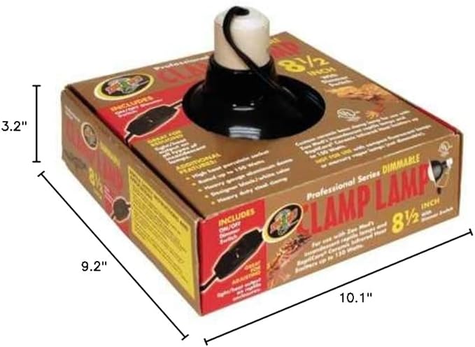 Zoo Med Deluxe Dimmable Clamp Lamp with 8.5-Inch Dome, Black