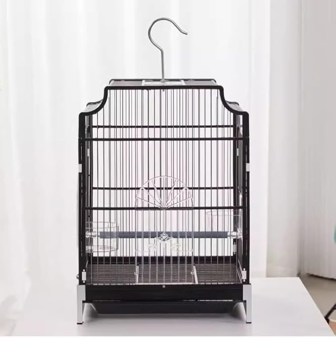 Bird Cage Decorative Bird Cage Hanging Metal Plastic Birdcages House Carrier for Birds Home Decor(H)