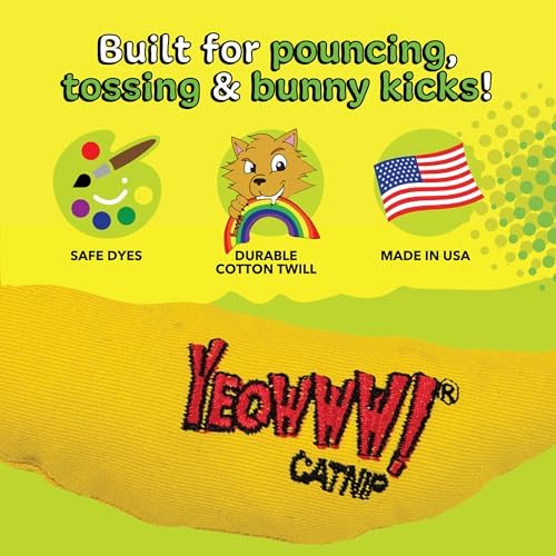 Yeowww! Catnip Chi-CAT-a Banana Toy for Cats - 7 Inches - Durable Cotton Twill - Made in the USA - Stuffed with Organically Grown Catnip (Pack of 3) - Image 7