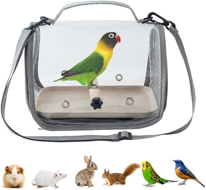 Portable Bird Carrying Bag, Transparent Travel Bag for Parrots, Parakeets, Birds, and Small Pets, 26x19x19.5cm
