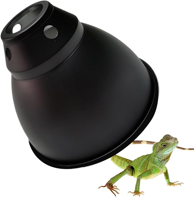 Reptile Heat Lamp Fixture - Deep Dome Basking Light Holder, Reflective Terrarium Lamp Shade | UVB Reptile Tank Light Fixture, Optical Dome Cover for Heat Bulb, Pet Habitat Light Accessory