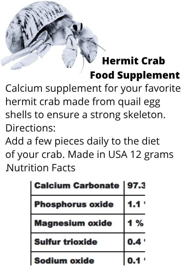 Undique Organic Hermit Crab Food with Quail Egg Shells - Nutritious, Balanced Diet & Calcium-Rich Treats for Hermit Crab Shell Growth - Sustainable, Clean, Hermit Crab Care