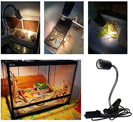 CTKcom UVA UVB Light Bulb Reptile Ceramic Heat Lamp Pet Heating Bulb Holder Clamp Lamp Fixture Heating Light Lamp For Reptiles,Aquarium Reptile Light Adjustable Habitat Lighting Stand,110V-130V(Black)