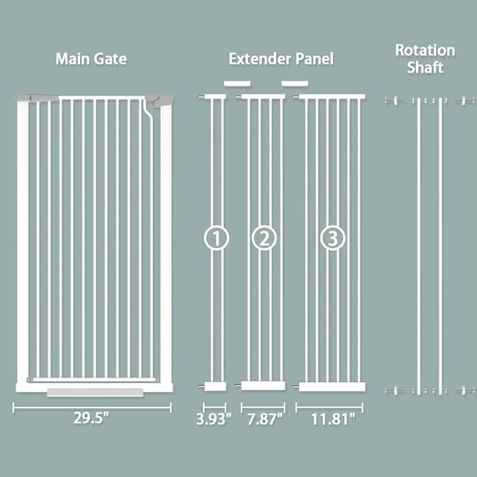 51.18" Tall Extra Tall Pet Gate Dog Door, Auto Close Safety Gates for Kitchen Living Room Doorways Hallway,Indoor Pet Gates for Dogs or Cats(Black) (White, 29.6-48.4")