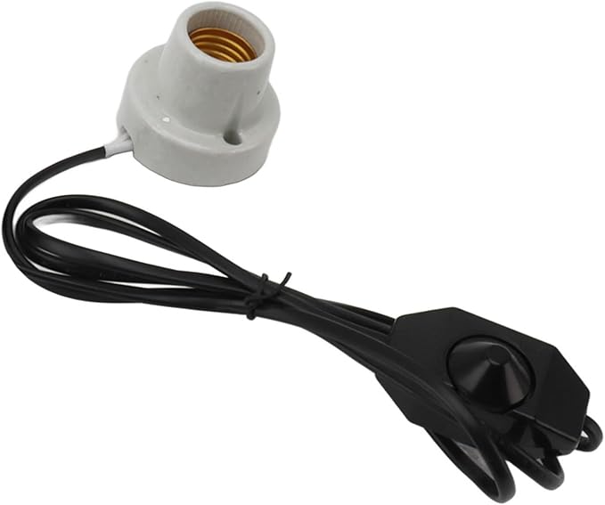 Yosoo Health Gear Porcelain Reptile Lamp Holder, E27 Ceramic Heat Lamp Socket for Reptile Tank, Fixture for Heat Bulb, with On Off Switch, for Lizard Snake Turtle Enclosure (US Plug 120V)