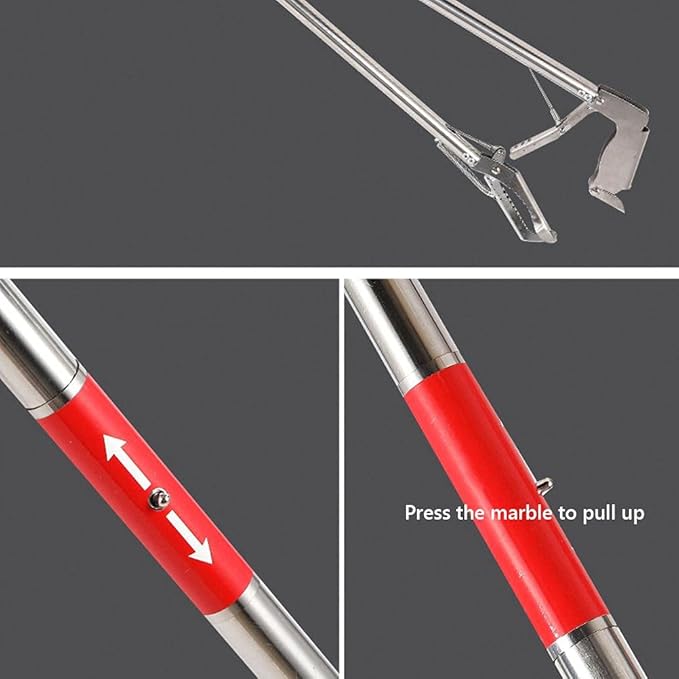 SUNGOOYUE Stainless Steel Garbage Clip, Heavy Duty Anti Snake Tongs Reptile EEL Grabber Catcher Wide Jaw Handling Pliers