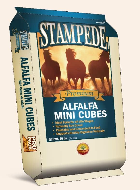 Stampede Alfalfa Mini Cubes, Non-GMO - Perfect for Rabbits, Goats, Equine and More! (50 lb)