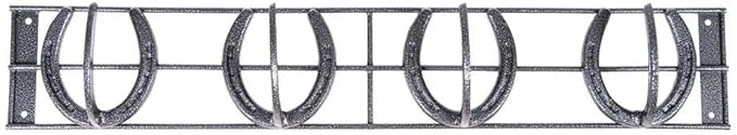 EASY-UP Pro Mountable 4 Horseshoe Tack Rack | Equestrian Charm for Stable & Home | Functional 4-Hook Design | Durable Steel Construction | Rust Resistant | 7-Year Warranty