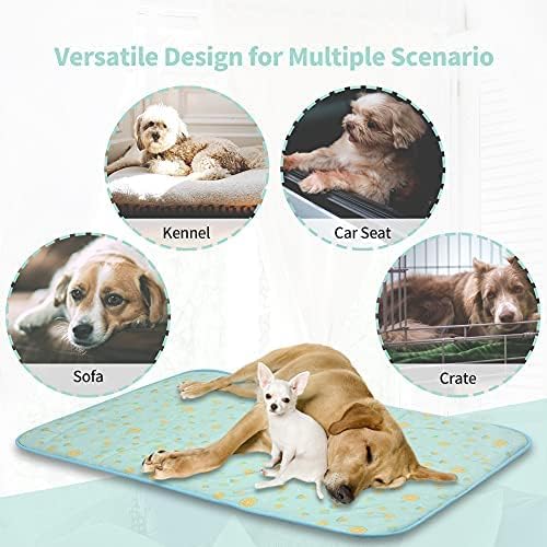 NWK Pack of 4 Pet Cooling Mat for Large Dogs -Q-Max>0.345 Ice Silk Cooling Mat for Dogs & Cats Portable & Washable Pet Cooling Blanket for Summer (4pcs, Green Fruit, 39'' X 27'' X 0.3'')