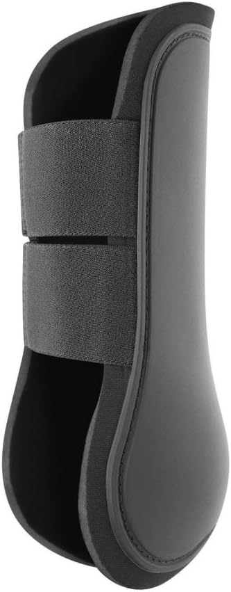 HORZE Chicago Protective Horse Tendon Boots - Lightweight Open Front Boots for Jumping, Trail Riding, and Turnout (Pair) - Black - Pony
