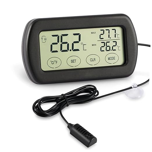 Toddmomy LCD Digital Hygrometer for Egg Hatching and Pet Monitoring Alarm Function Large LCD Display Abs Material Easy Fixing with Suction Cup for Incubators and Home Use