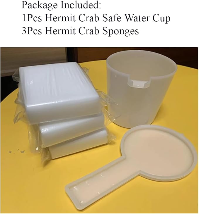 Hermit Crab Safe Water Cup with 3Pcs Hermit Crab Sponges, Automatic Hermit Crab Drinking Water, Hermit Crab Habitat Supplies, Hermit Crab Tank Decor, Hermit Crab Tank Humidity