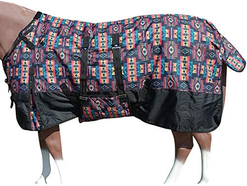 Black Aztec 78 in HILASON 1200D Winter Waterproof Poly Horse Turnout Blanket Belly Wrap