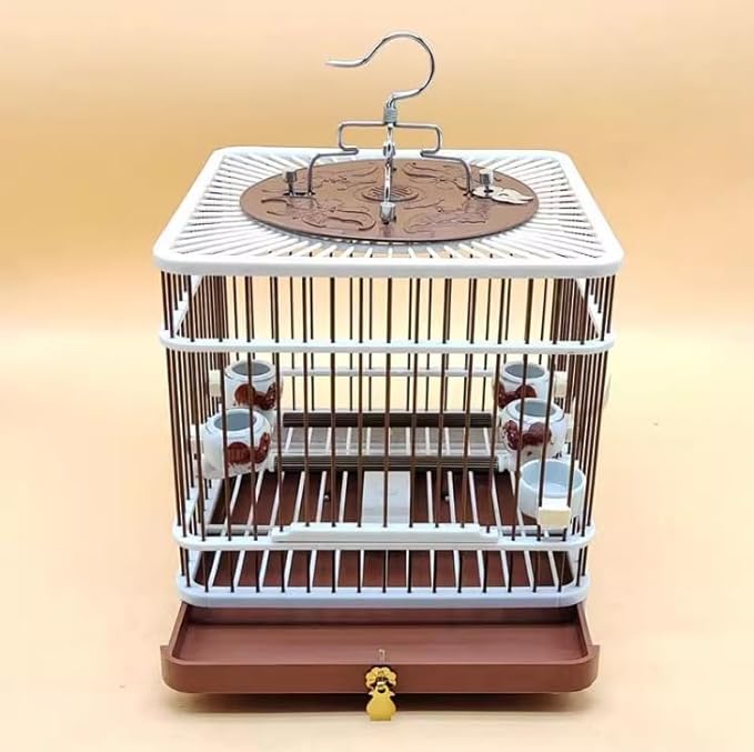 Parakeet Cage,Accessories, Vintage Bird Cage Decorative Hanging Plastic Square Birdcages House Carrier for Small Birds Small Birds(A)