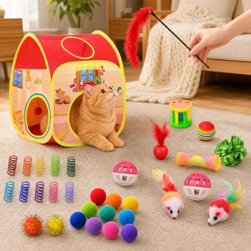 AILUKI 33PCS Cat Toys Variety Pack for Indoor Cats, Kitten Toys Cat Tunnel - Image 7
