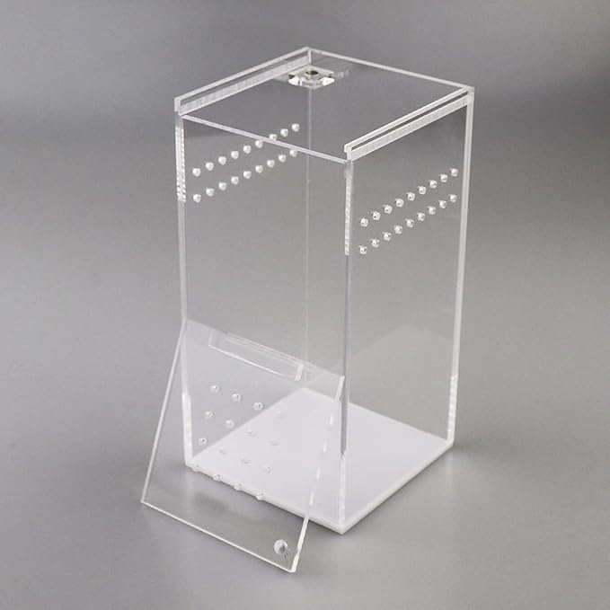 NANEEZOO Magnetic Acrylic Case, 2.9x2.9x6 Inch Nano Arboreal Tarantula Enclosure Reptile Habitat Terrarium Breeding Box for Spider Scorpion Sling Isopods Lizards Invertebrates Insect Mantis