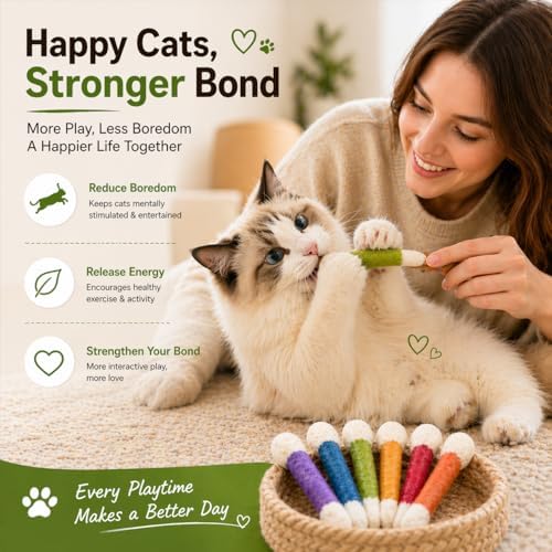 Giant Catnip Cat Toys for Indoor Cats, 6 Pack Interactive Cat Toy, Oversized Cotton Swab Design, Kitten Toys for Boredom Relief, Exercise & Play - Image 7