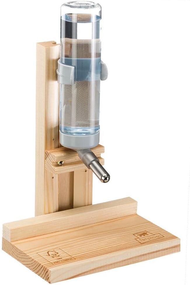 Ferplast Water Dispenser Holder, for Hamster Water Bottles 75 cc and 150 cc, Wooden Stand, Hamster, Mice