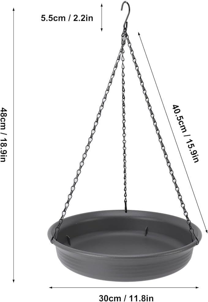 SUNGOOYUE Hanging Bird Feeder with Metal Chain, Durable Hanging Bird Bath for Courtyard Garden Decoration, Plastic Feeder Bowl for Multiple