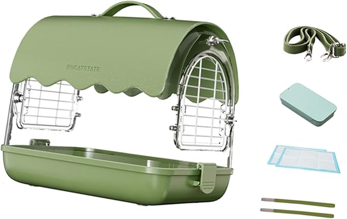 Portable Bird Transporter with Convenient Carrying Straps, PU Leather Green