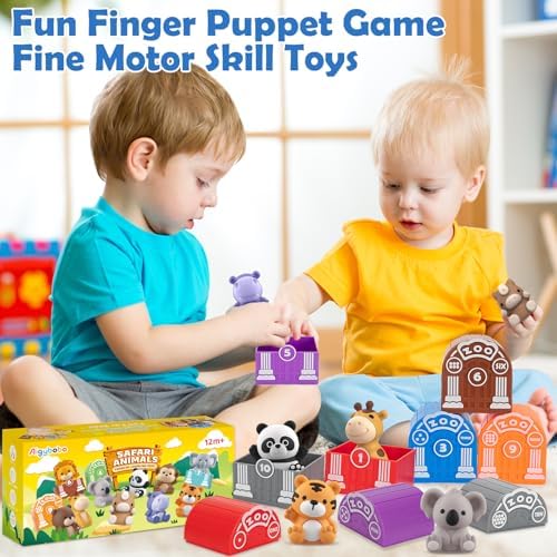 Learning Toys for Toddlers 1 2 3 Year Old Toddlers, 20Pcs Safari Animal Toys, Finger Puppets, Montessori Counting, Matching & Sorting, Christmas Birthday Gifts for Baby Boys Girls Age 12-18 Months - Image 7