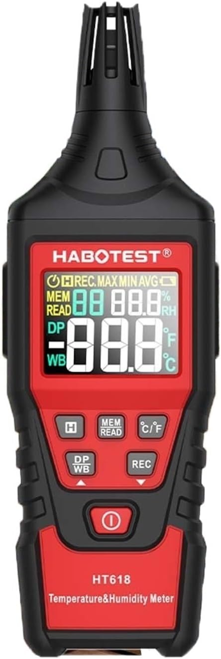 HT618 Digital Psychrometer Thermometer Hygrometer with Backlight Temperature and Humidity Meter with Dew Point