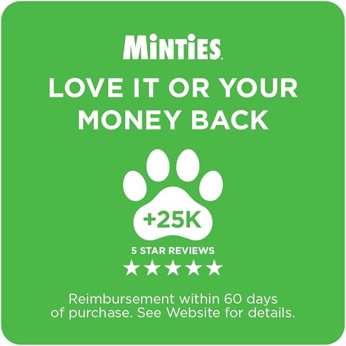 Minties Dog Dental Bone Treats, Tiny/Small Dental Dog Treats, 5-25 lbs, Clean Teeth, Fight Bad Breath, Removes Plaque and Tartar, 120 Count