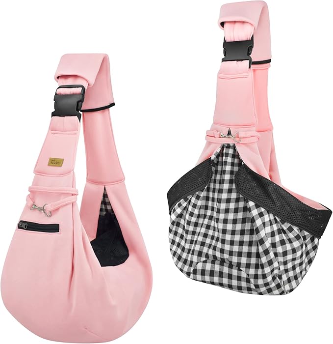 CUBY Dog and Cat Sling Carrier - Hands Free Adjustable Small Pet Sling - Soft Pouch and Tote Design - Suitable for Puppy, Small Dogs Cats Outdoor