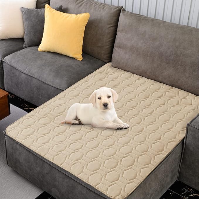 Tcksstex Waterproof and Non-Slip Dog Bed Cover and Pet Blanket Sofa Pet Bed Mat ,car Incontinence Mattress Protectors Furniture Couch Cover for Most Cats Dogs,Pets(82x102-Beige)