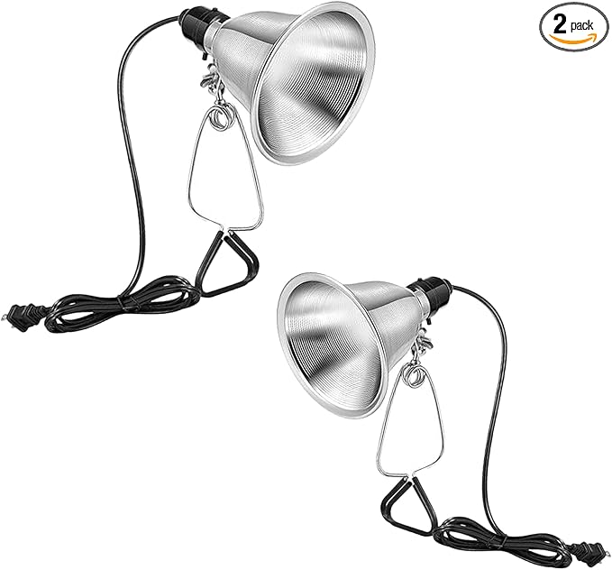 Chicken Lamp Red Light, Red Light Chicken Lamp, Chicken Red Light Lamp Holder - 8.5" Aluminum Reflector 150W High-Heat Resistant Clamp Light for Home Wellness, Brooder, and Studio (2Packs)