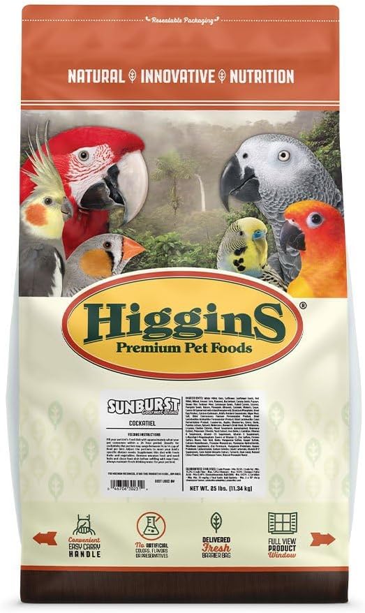 Higgins 466184 Higg Sunburst Food For Cockatiel, 25-Pound
