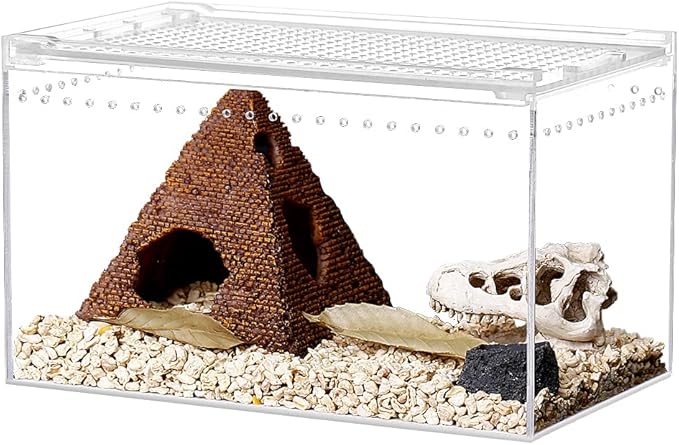 NANEEZOO Magnetic Acrylic Enclosure 10x6x6 Inch Tall Long Case Reptile Habitat Terrarium cage for Terrestrial Arboreal Tarantula Scorpion Sling Isopods Lizards Invertebrates Insect Mantis