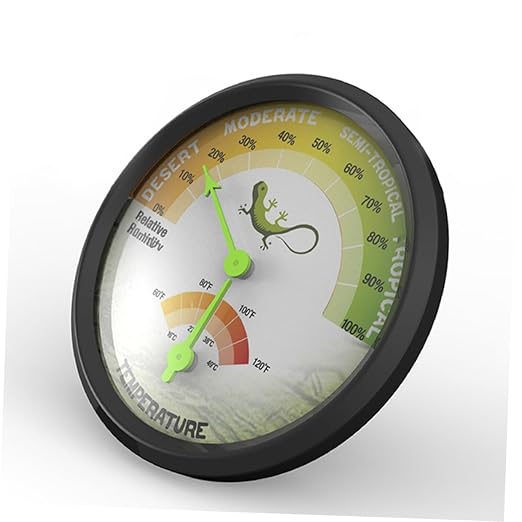 Beaupretty High-Precision Mechanical Reptile Hygrometer Thermometer for Bearded Dragon Tank Dual Temperature and Humidity Gauge with Large Clear Dial Safe Wear-Resistant Material for Aquarium
