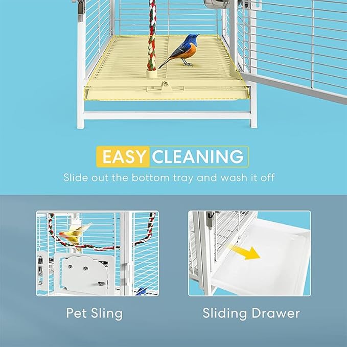 19'' Wrought Iron Durable Bird Cage Premium Bird Carrier for Parrots Conures Lovebird Cockatiel Easy to Carry