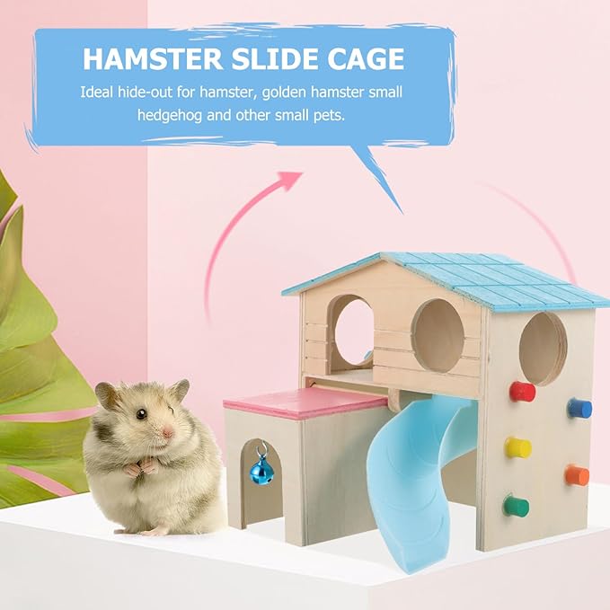 Hamster House Hideout Slide Deck Ladder Pet Exercise Playground Habitat Dwarf Gerbil Mice Rats
