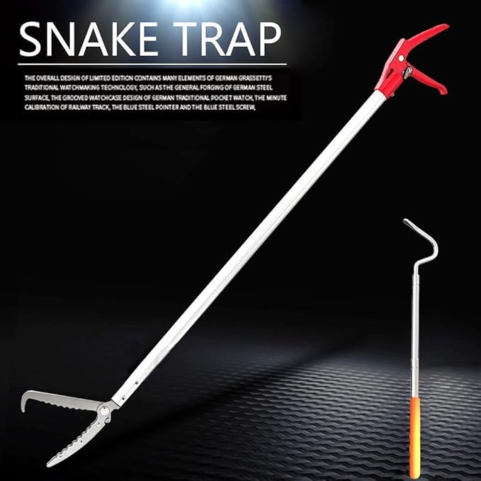 Snake Tong Rattle Snake Reptile Catcher Grabber,with Wide Jaw and Comfortable Grip Handle, Handling Tool Equipped with Snake Hook and Bagging,More Professional (60 Inch(150cm))