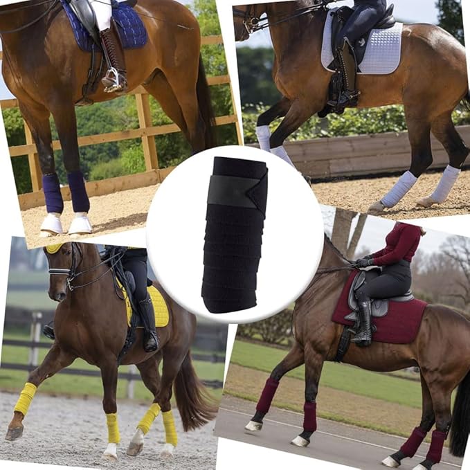 Horse Polo Leg Wraps Soft Fleece Wraps Equestrian Leg Bandage 4-Pack (Cob(8.2ft), Navy)