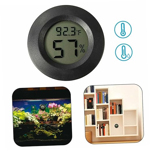4pc Digital Hygrometer Thermometer Compact Acrylic Temperature Humidity Gauge for Reptile Pets Lightweight Embedded Design for Home and Pet Store Use Black