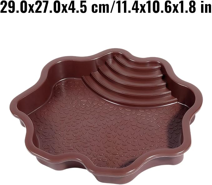 Reptile Bathing Tub with Non-Slip Surface and Entry Ramp for Easy Small Animal Soaking Container